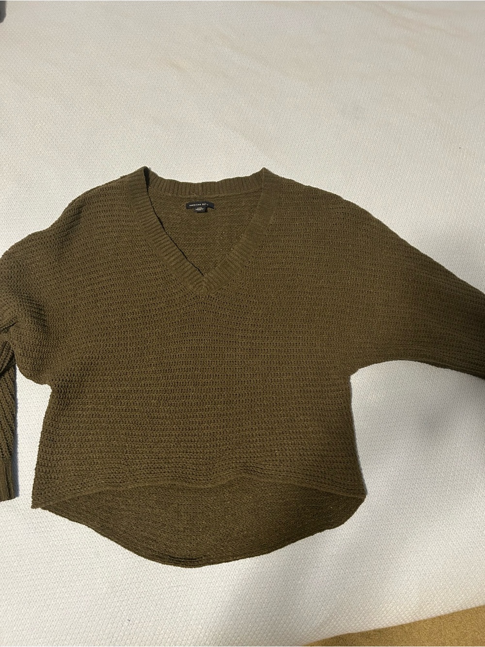 American Eagle Outfitters Olive Green V-Neck Knit Sweater
